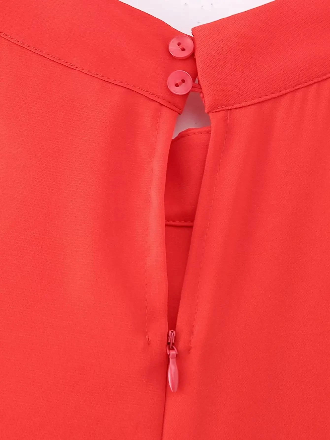 Womens Red Halter Sleeveless Long Wide-leg Jumpsuit Vintage Sleeveless - Image 6