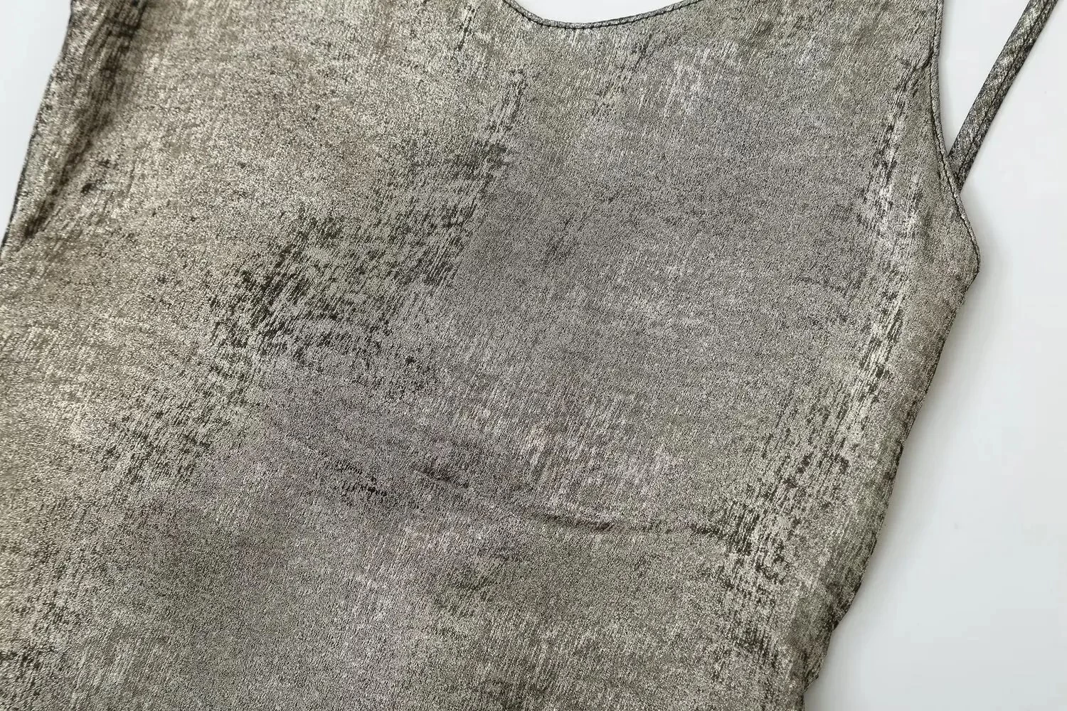 Womens Metallic Foil Thin Strap Backless Low Cut Slim Fit Mini Dress - Image 4