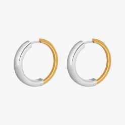 Two-Tone Hoop Earrings Gold