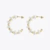 Aretes De Mujer C Shape Pearl Stud Earrings For Women Gold 18K Plated