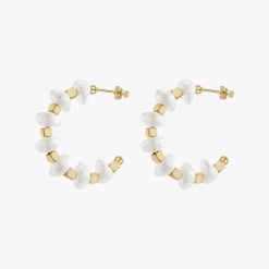 Aretes De Mujer C Shape Pearl Stud Earrings For Women Gold 18K Plated