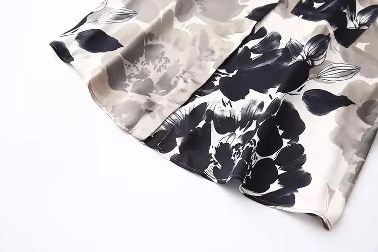 Womens Black & Ivory Floral Print Long Sleeve Shirt - Image 5