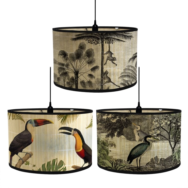 Retro Jungle Bamboo Art Light Shade - Image 2
