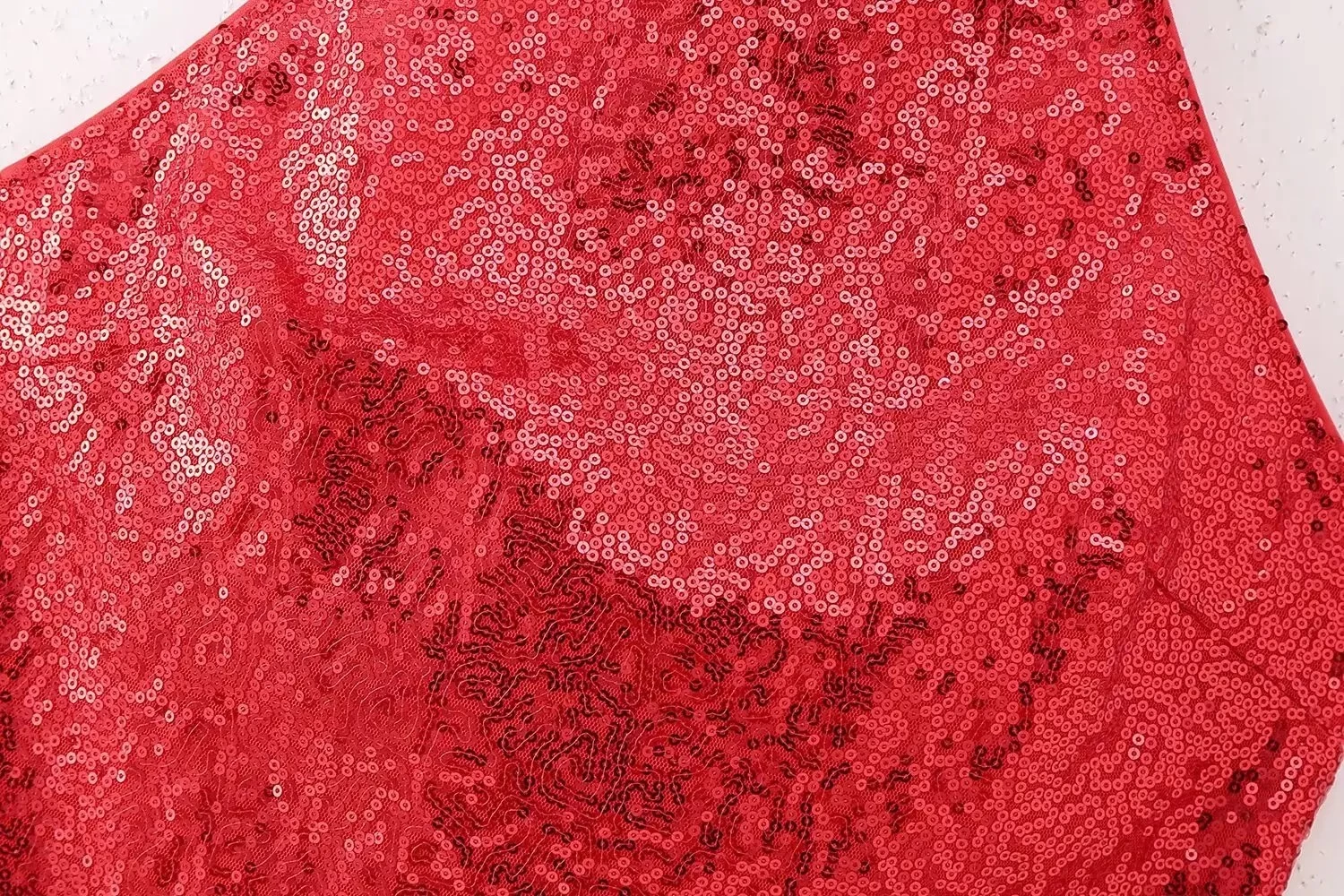 Womens Red Sequin Halter Backless Mini Dress - Image 4