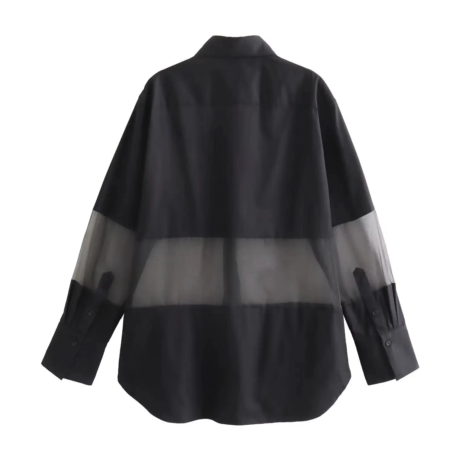 Womens Black Ghost Die Long Sleeve Oversized Shirt - Image 2
