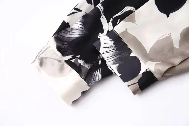 Womens Black & Ivory Floral Print Long Sleeve Shirt - Image 6