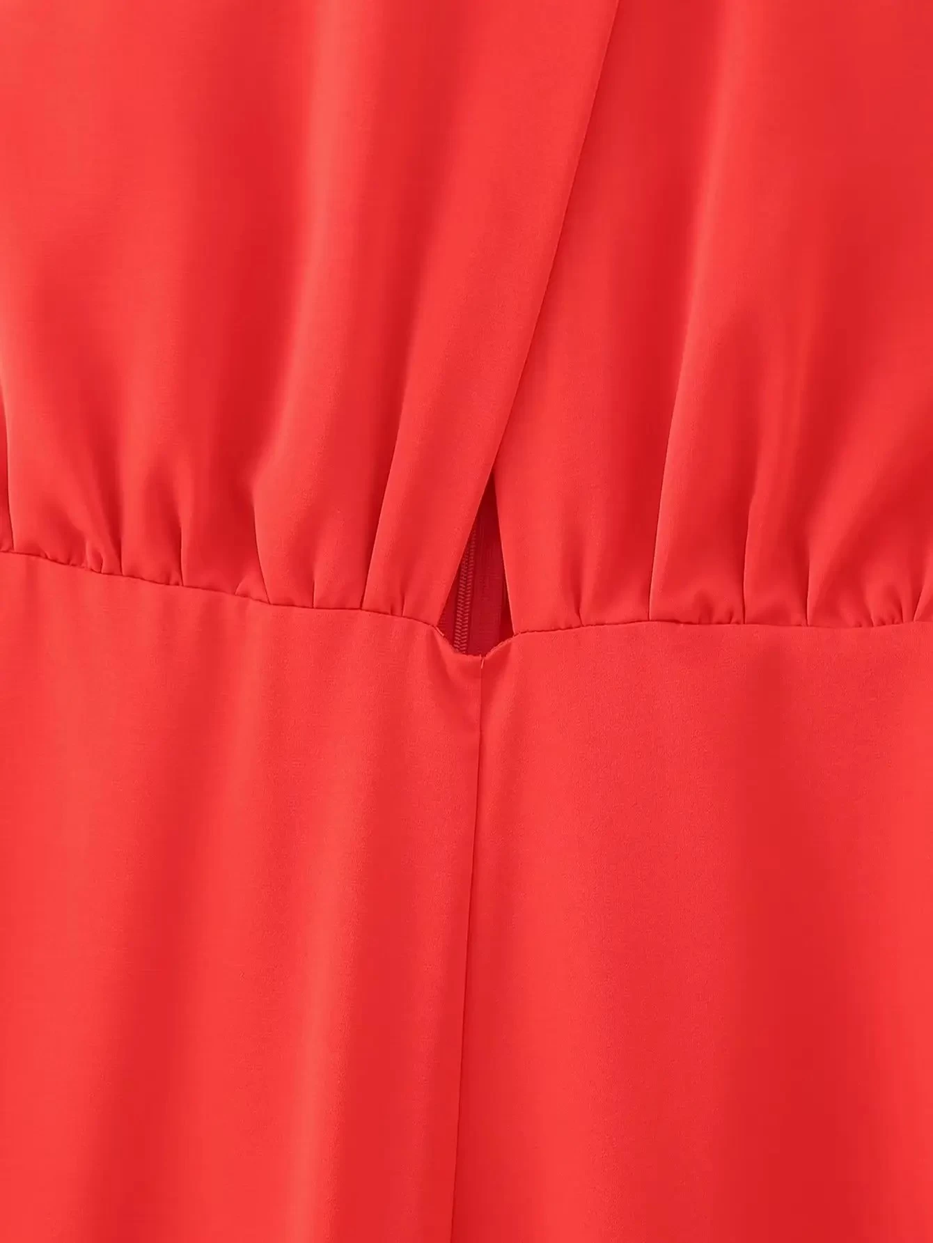 Womens Red Halter Sleeveless Long Wide-leg Jumpsuit Vintage Sleeveless - Image 4