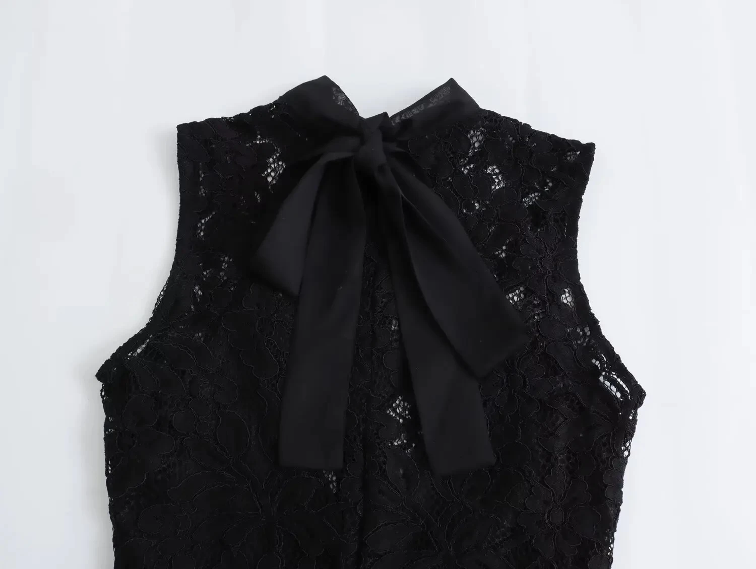 Womens Full Lace Sleeveless Black Playsuit High Collar - Image 6