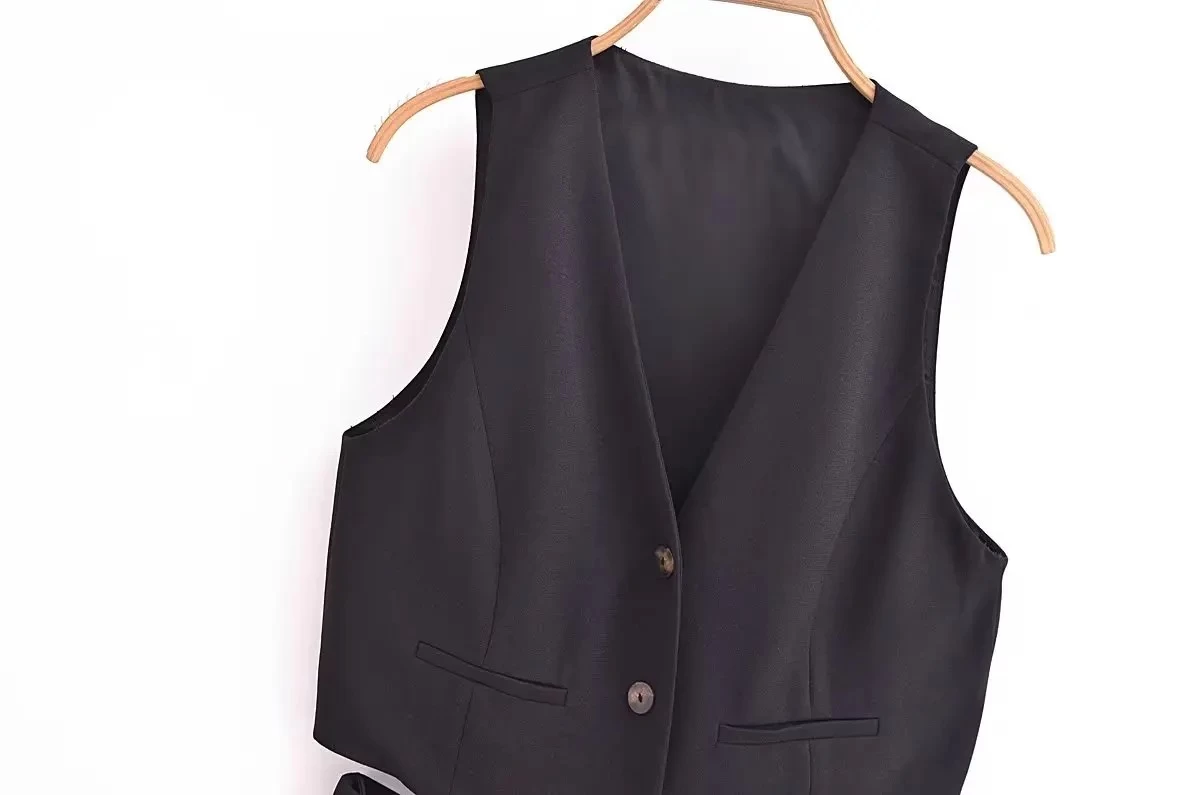 Womens Pleated Long Drop V Neck Side Cutout Vest Playsuit - Image 5