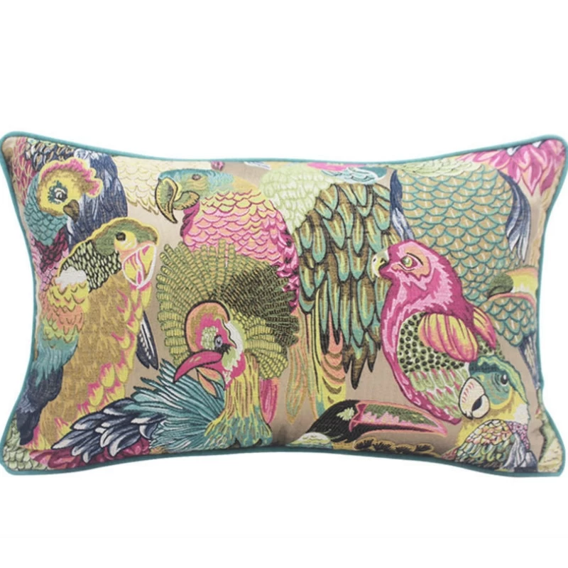 Jungle Birds Jacquard Art Cushion - Image 2