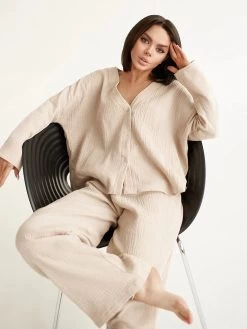 Loungewear Khaki Pure Cotton Sleepwear Set