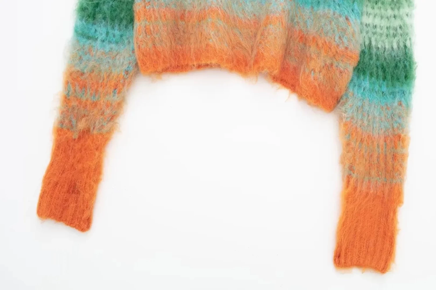 Womens Retro Green Short Knit Round Neck Jumper - Image 4