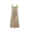 Womens Gold Mesh Spaghettini Strap Backless Slim Mini Party Dress