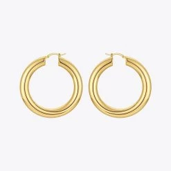 Women’s Pipe Hoop Earrings Gold