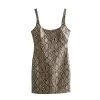 Womens Faux Leather Snakeskin Print Strap Backless Mini Dress