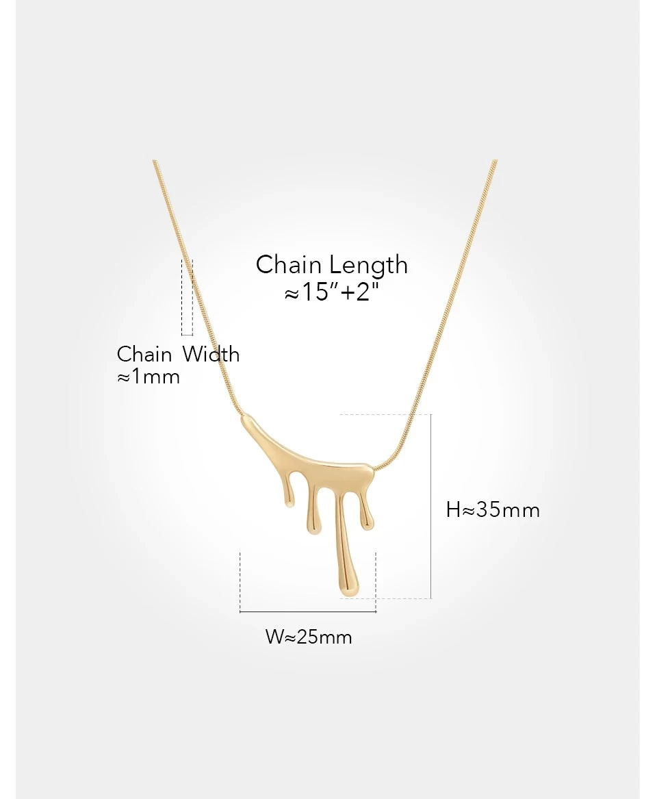 Necklace Pendant Paint Drip Shape For Women In Gold - Image 3