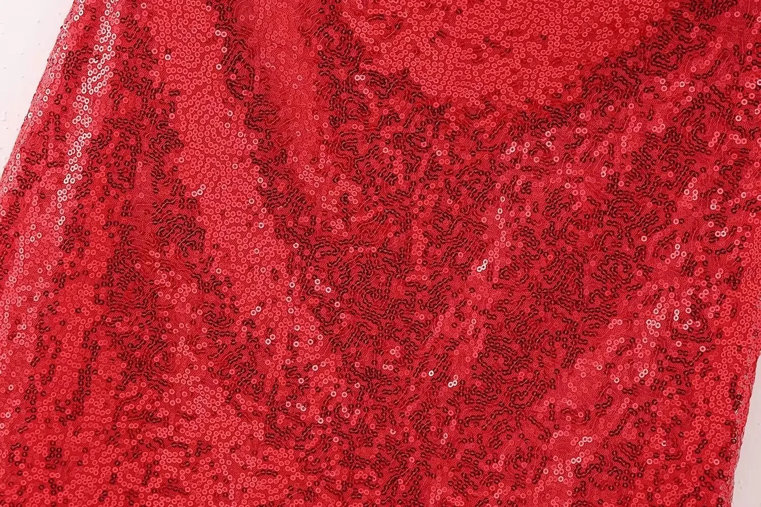 Womens Red Sequin Halter Backless Mini Dress - Image 5