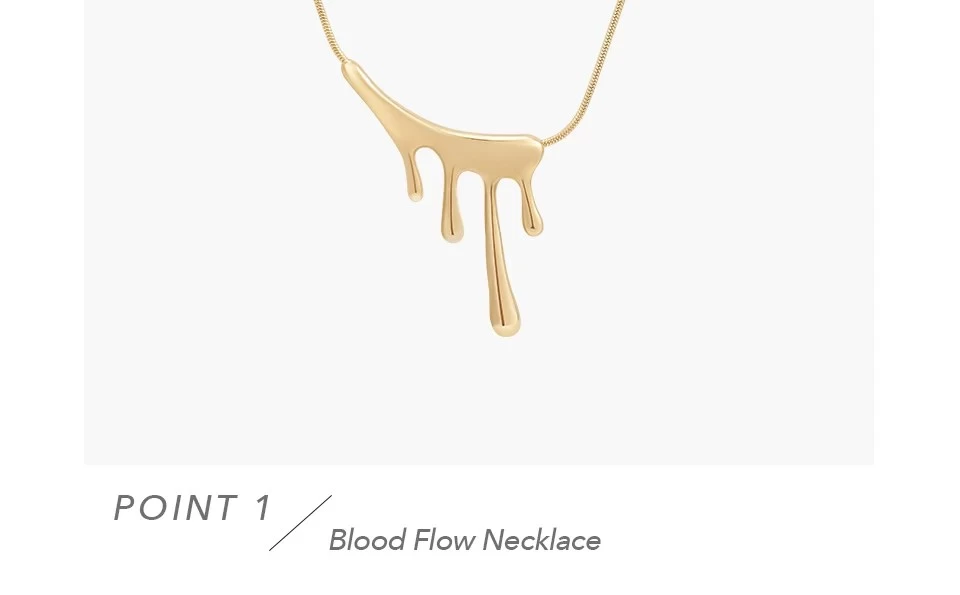 Necklace Pendant Paint Drip Shape For Women In Gold - Image 4