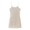 Womens Tassel Ivory Backless Strap Mini Dress