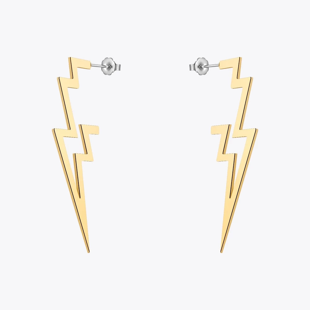 Earrings Lightning Bolt In Stainless Steel Or Gold - Image 2