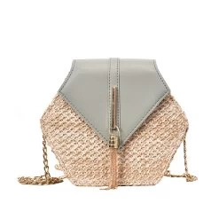 Women’s Rattan Hexagon Handbag