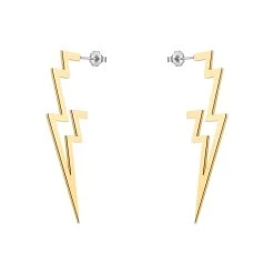 Earrings Lightning Bolt In Stainless Steel Or Gold