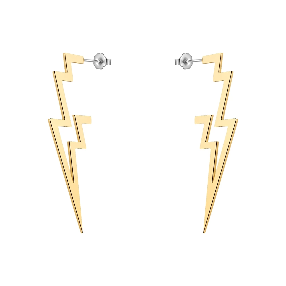 Earrings Lightning Bolt In Stainless Steel Or Gold