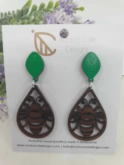 Women’s Wooden Bee Earrings
