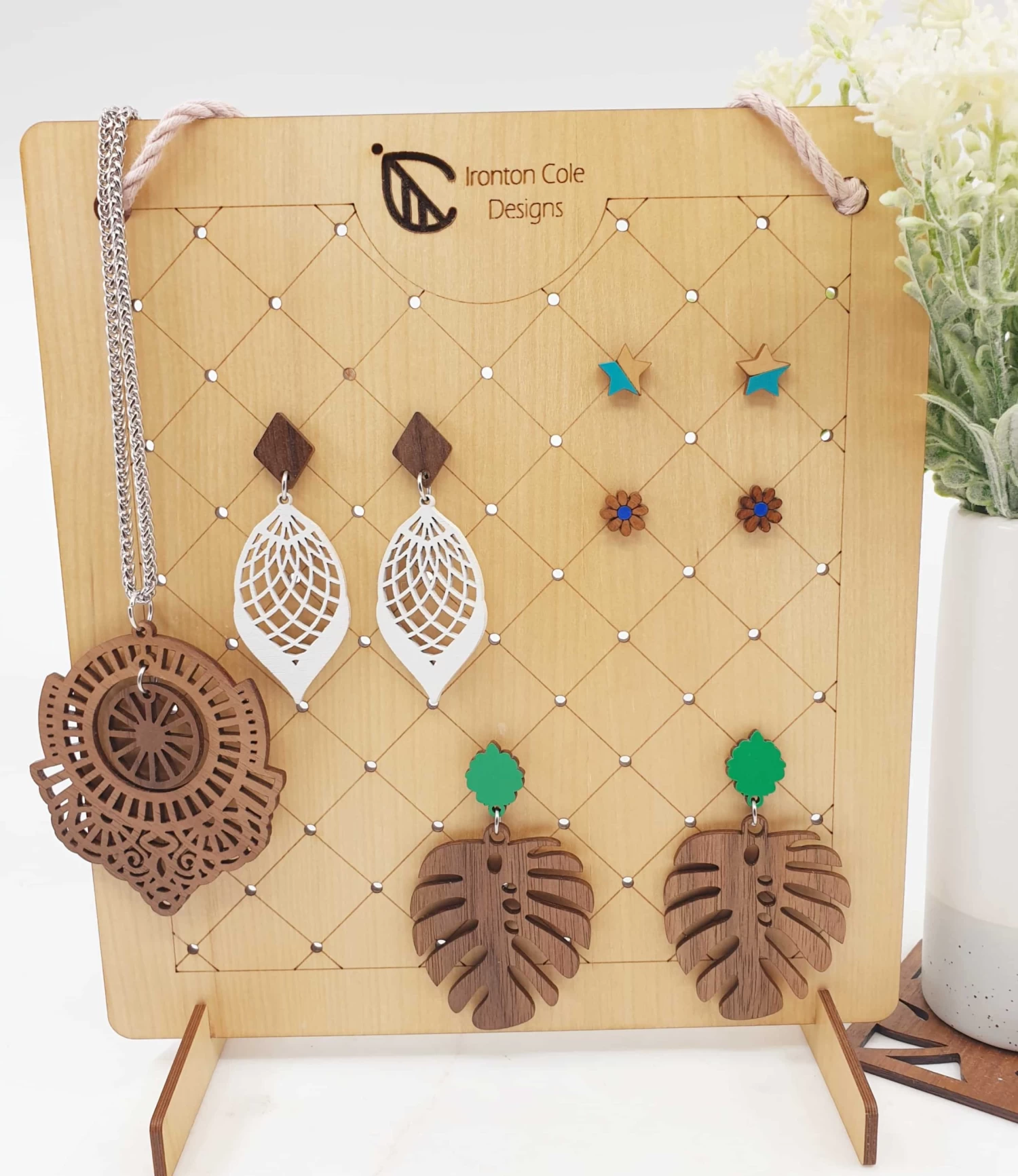 Wooden Earring Stand