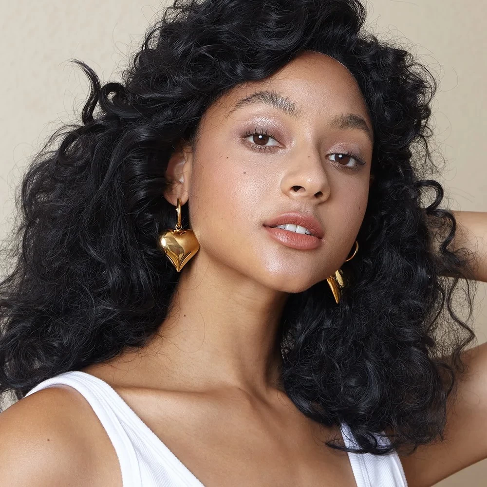 Statement Big Heart Drop Earrings For Women In Gold - Image 4