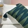 Cushion Green Geometric Embroidered Cover
