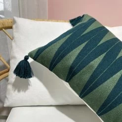 Cushion Green Geometric Embroidered Cover