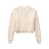 Womens Textured Ivory Knit Round Collar Jumper