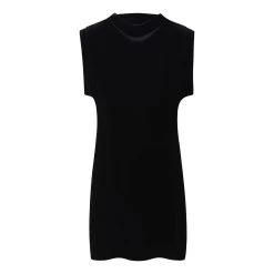 Womens Black Velvet Slim Sleeveless Evening Mini Dress