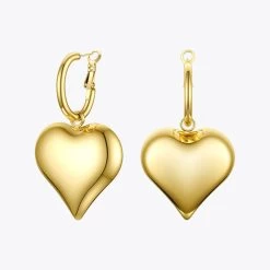 Statement Big Heart Drop Earrings For Women In Gold