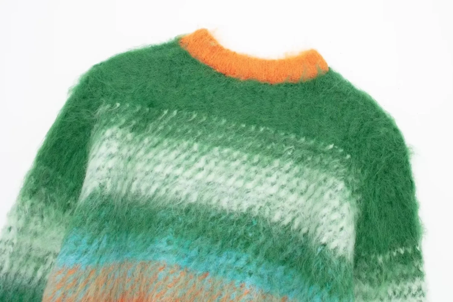 Womens Retro Green Short Knit Round Neck Jumper - Image 6