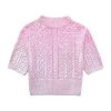 Womens Eight-length Metallic Pink Sweetheart Knit Round Neck Jumper