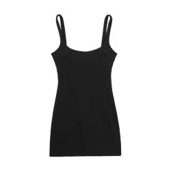 Womens Black Lace Detail Strap Classic Slim Fit Mini Dress