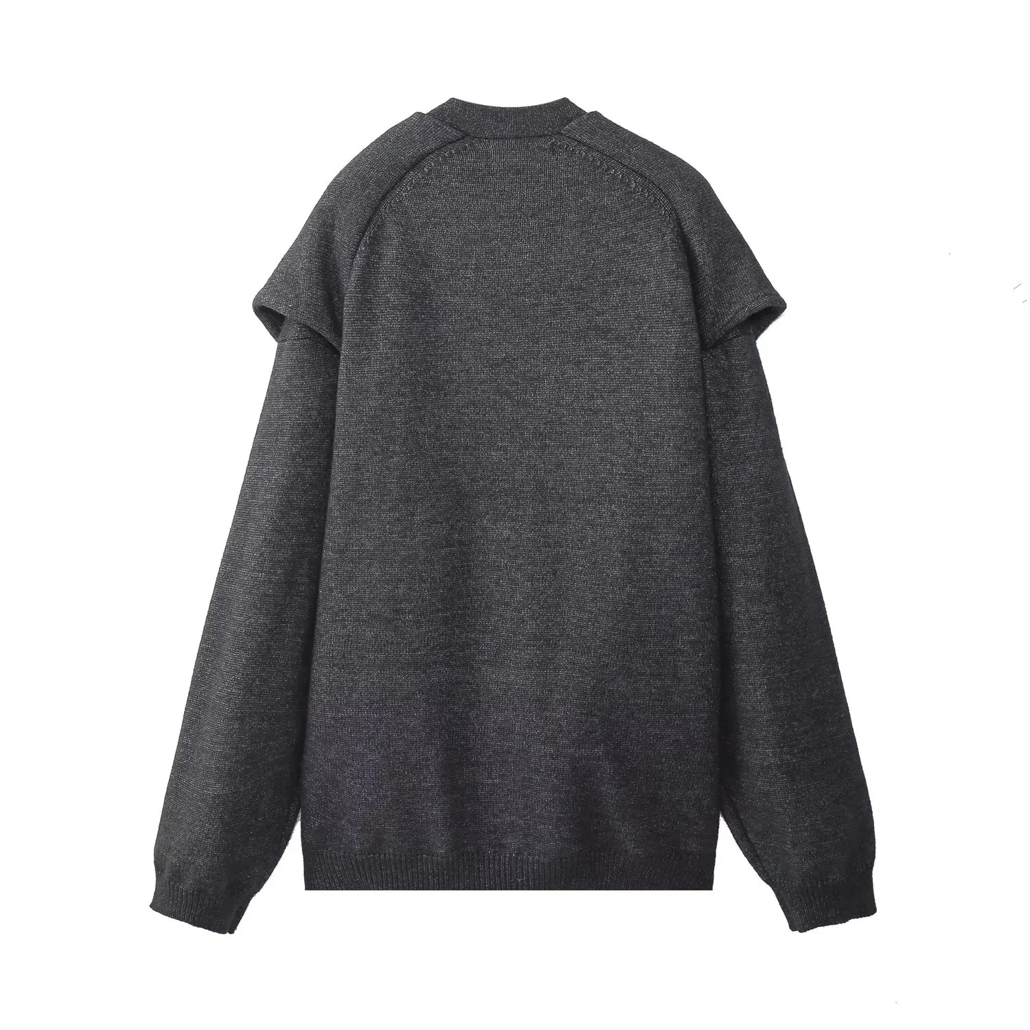 Womens Knot Knit V Neck Long Sleeve Cardigan Charcoal - Image 2