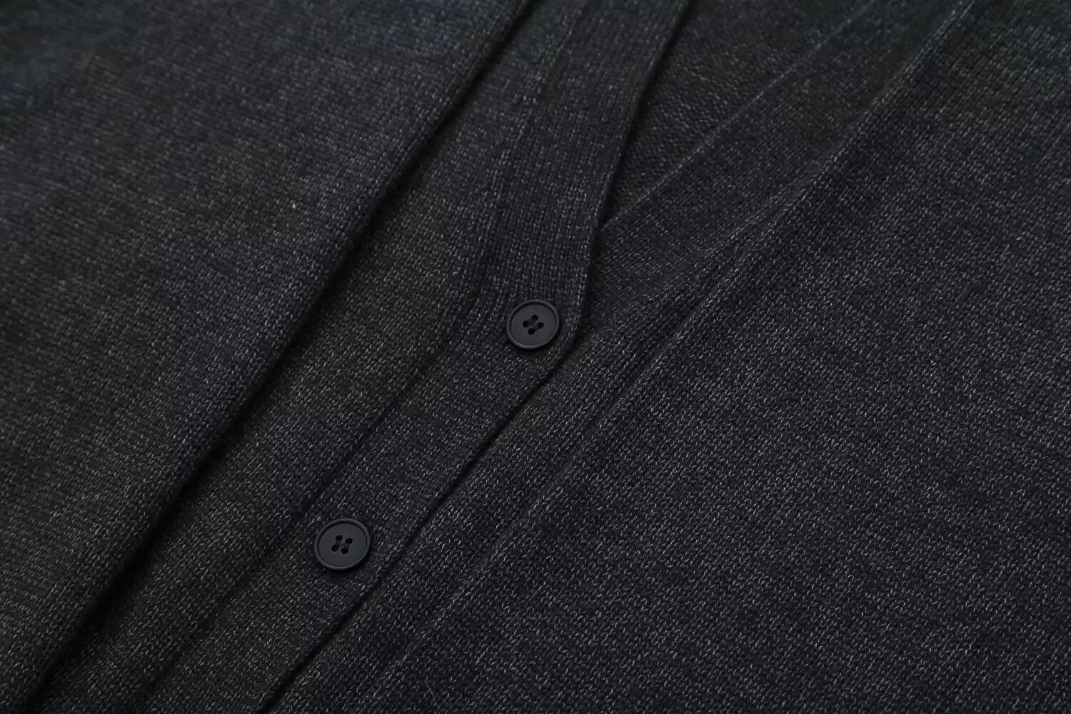 Womens Knot Knit V Neck Long Sleeve Cardigan Charcoal - Image 4