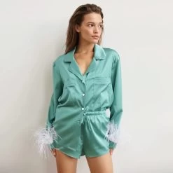 Women’s Feather Pyjama Set 2 Piece Sleepwear
