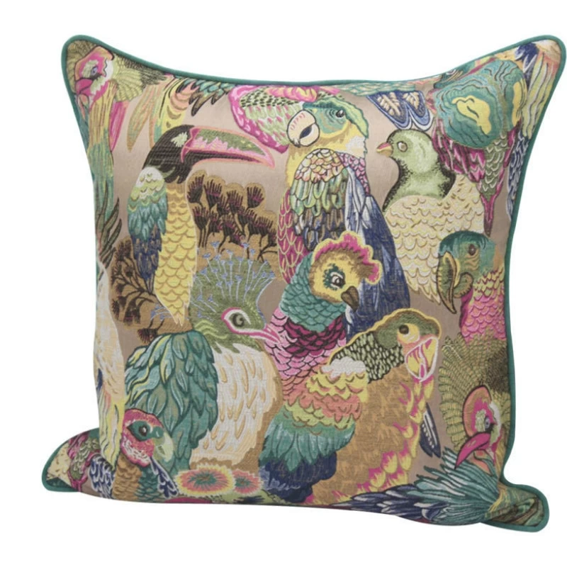 Jungle Birds Jacquard Art Cushion - Image 3