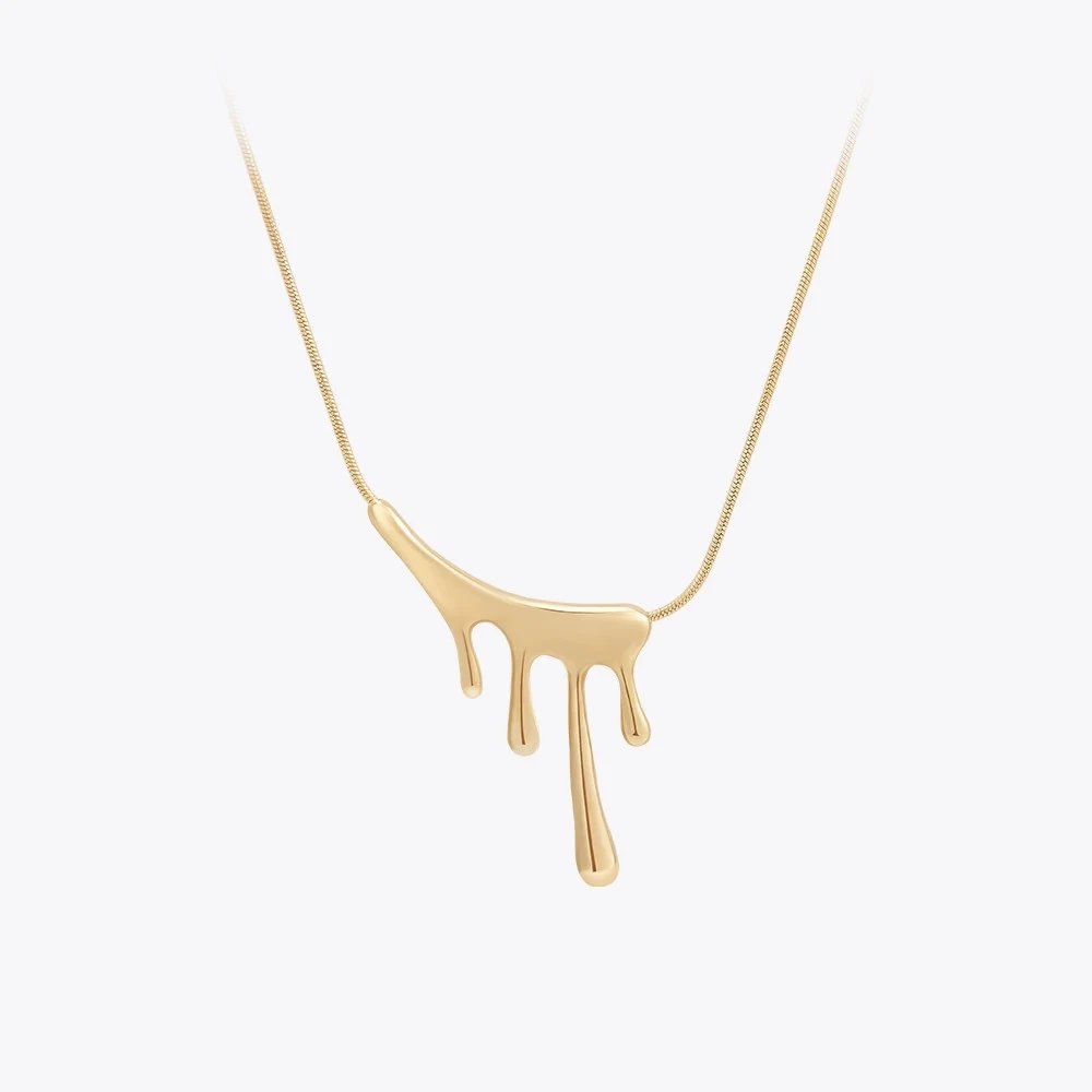 Necklace Pendant Paint Drip Shape For Women In Gold