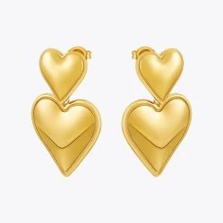 Aretes MINI Heart Drop With Pearl 18K Plated Gold Earrings