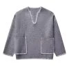 Womens Straight V Cut Neck Kint Jumper With Woven Pockets Light Grey