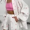Womens Cotton Pajamas Loungewear Heart 2 Piece Sets