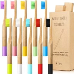 10 Pack Kids Bamboo Toothbrush Set BPA-Free