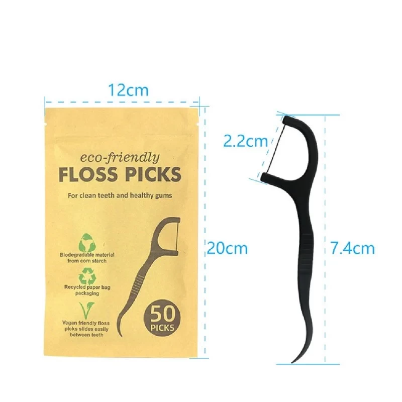 50Pcs Floss Dental Cleaning Toothpick Biodegradable PLA Eco Friendly - Image 3