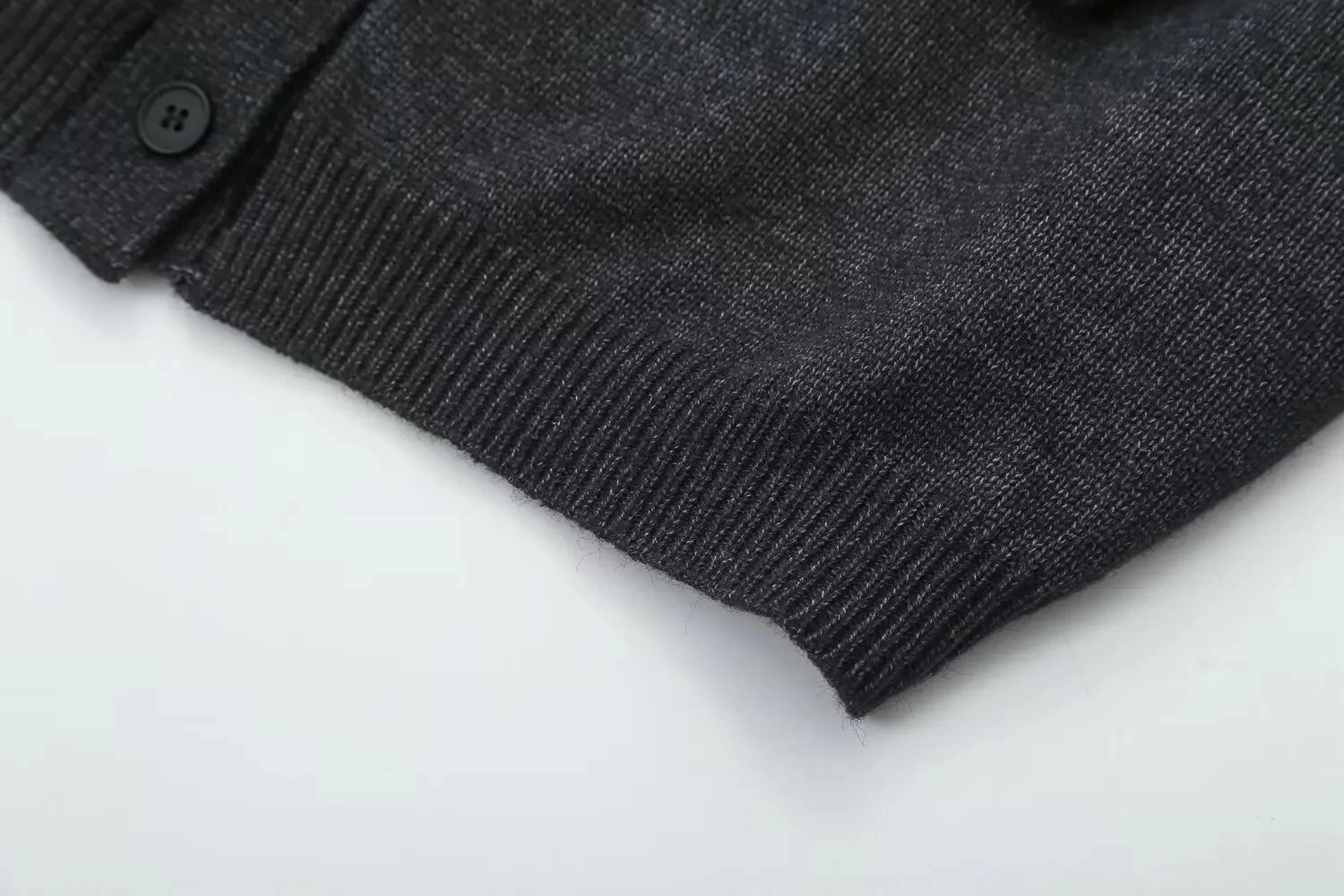 Womens Knot Knit V Neck Long Sleeve Cardigan Charcoal - Image 6