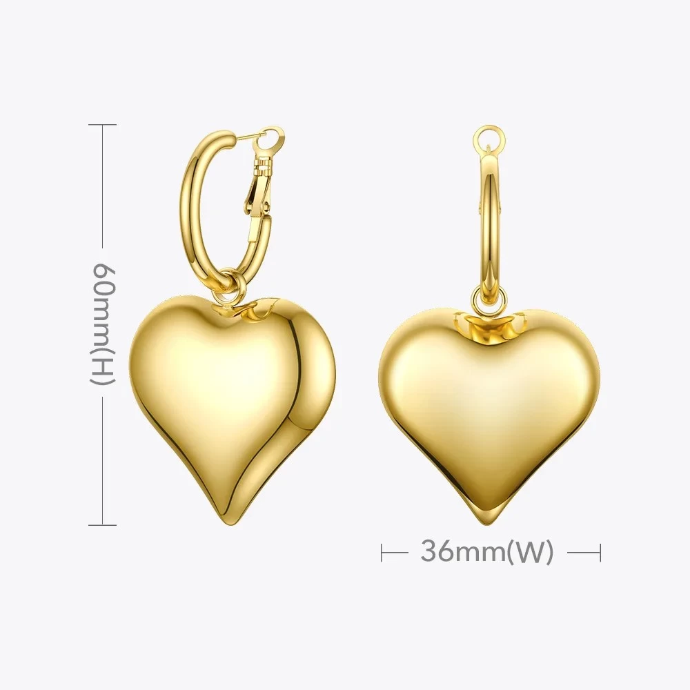 Statement Big Heart Drop Earrings For Women In Gold - Image 2